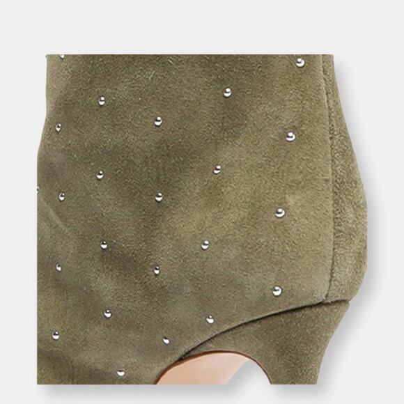 Schutz Maryana Leather Studded Knee High Boot Aspen Green - Picture 5 of 6